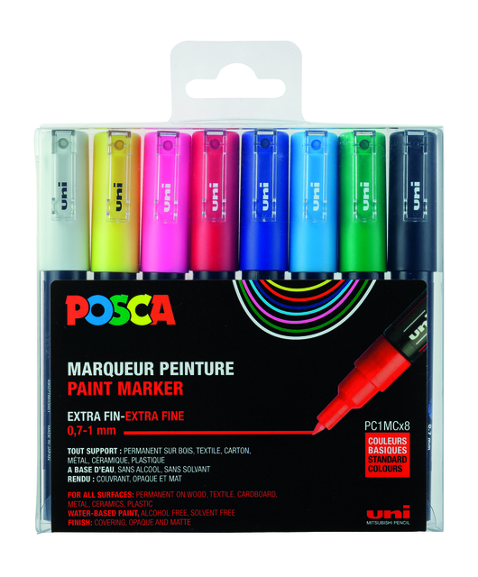 Verfstift Posca PC1MC extra fijn assorti set à 8 stuks afbeelding