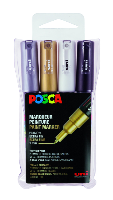 Verfstift Posca PC1MC extra fijn assorti set à 4 stuks afbeelding