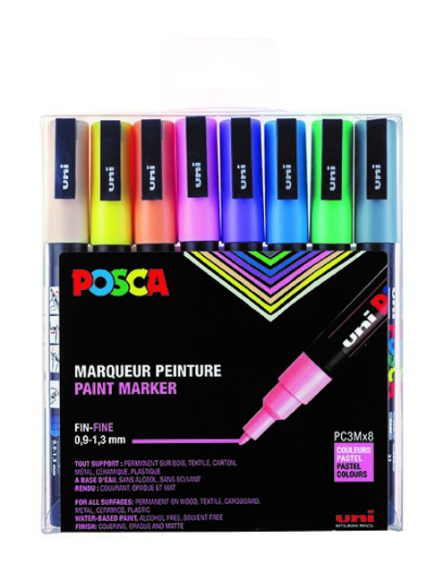 Verfstift Posca PC3M fijn pastel assorti set à 8 stuks afbeelding