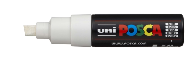 Paintmarker Uni POSCA PC8K breed schuin wit afbeelding