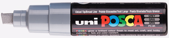 Verfstift Posca PC8K breed schuin grijs afbeelding