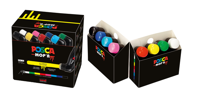 Paintmarker Uni POSCA PCM22 Mop&apos;r assorti set à 8 stuks afbeelding
