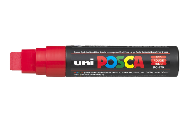 Verfstift Posca PC17K extra breed rechthoek rood afbeelding