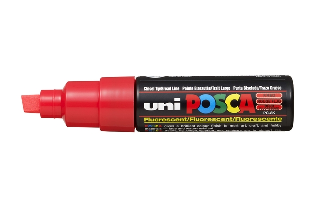 Verfstift Posca PC8K breed schuin fluor rood afbeelding
