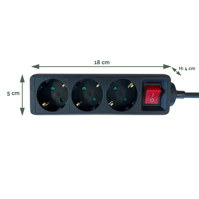 Stekkerdoos BRASQ  3 voudig 1.4 meter zwart — Foto 2 van 2