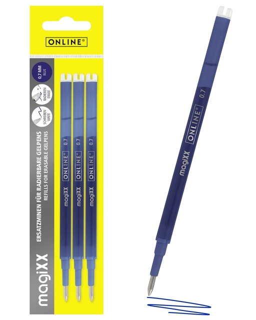 Gelschrijvervulling Online Magixx 0.7mm blauw blister à 3 stuks afbeelding