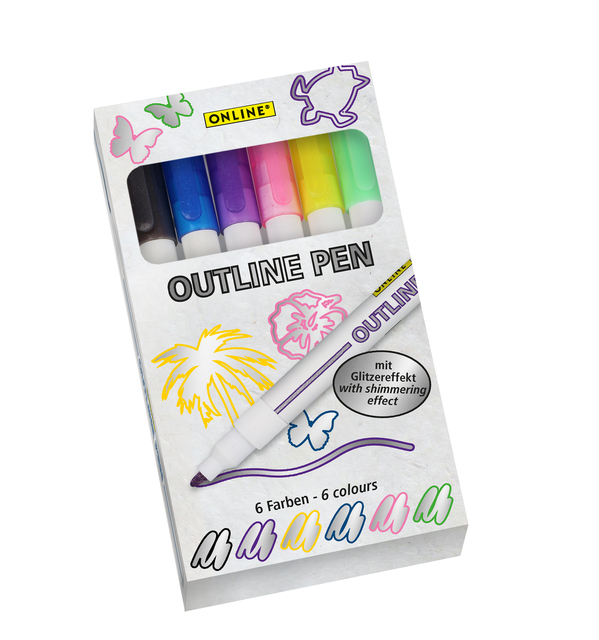 Viltstift Online Outline assorti doos à 6 stuks afbeelding