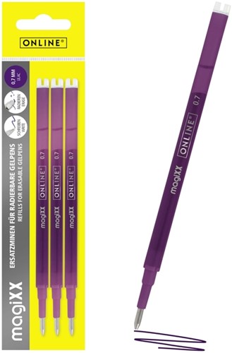 Gelschrijvervulling Online Magixx medium violet blister à 3 stuks