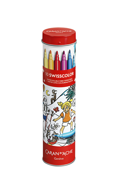Viltstift Caran d&apos;ache Swisscolor met poster koker à 10 kleuren afbeelding