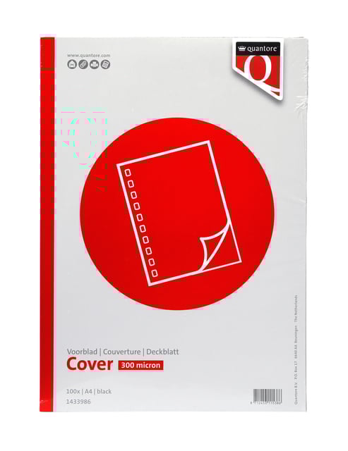 Voorblad Quantore A4 PP 300 micron zwart 100 stuks afbeelding