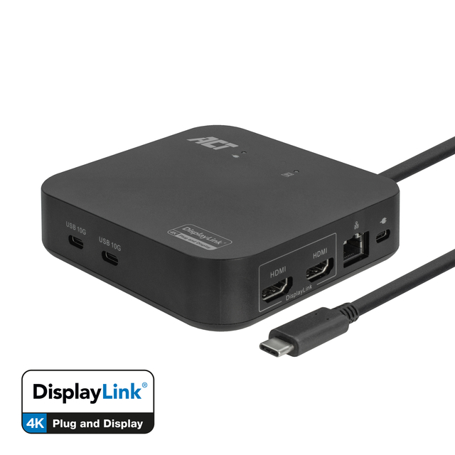 Abstracta Dockingstation ACT USB-C Dual Monitor met Power Delivery