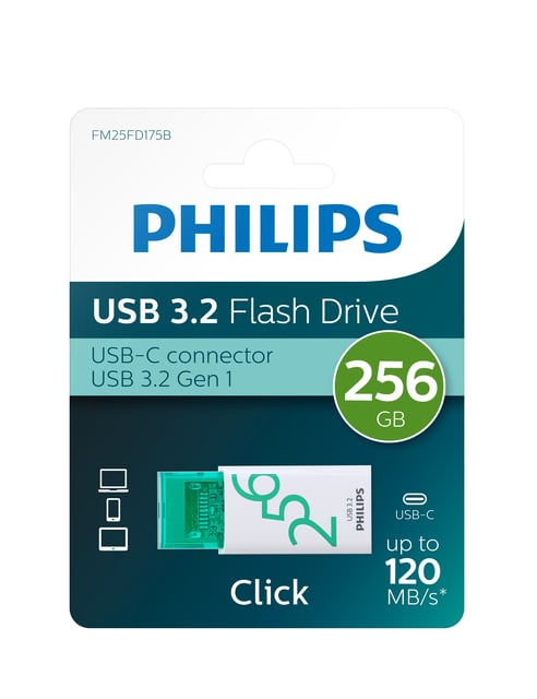 USB Stick Philips Click USB-C 256GB Spring Green afbeelding