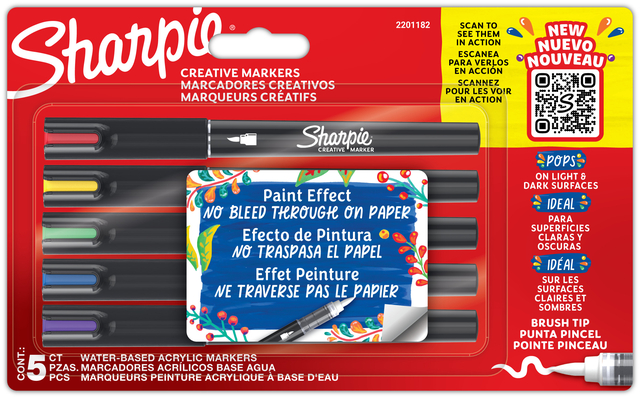 Creatieve marker Sharpie brushpunt assorti blister à 5 stuks afbeelding