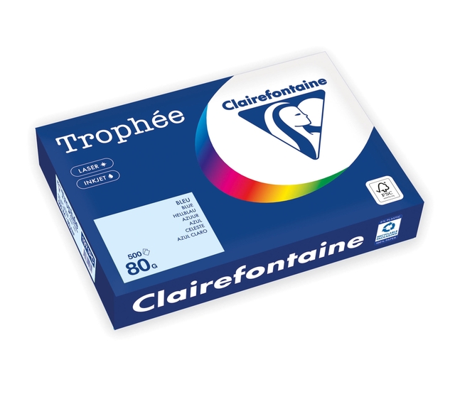 Kopieerpapier Trophée A4 80gr azuurblauw 500 vel afbeelding