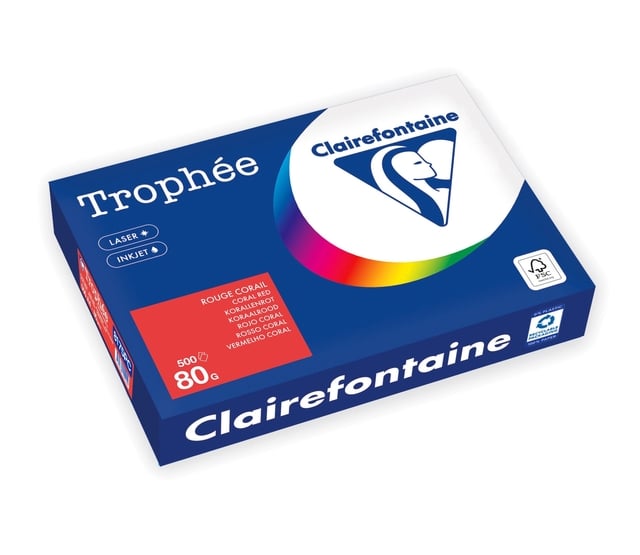 Kopieerpapier Trophée A4 80gr koraalrood 500 vel afbeelding