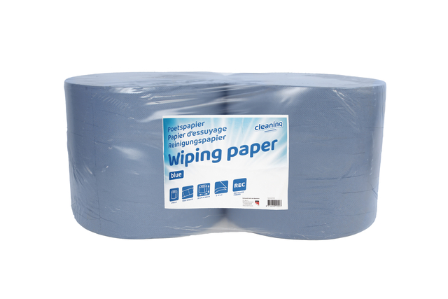 Poetspapier Cleaninq industrie 2-laags 26cmx380m blauw afbeelding
