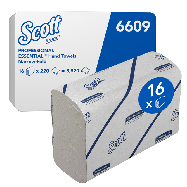 Handdoek Scott i-vouw 2-laags 212x186mm 16x220stuks wit 6609 afbeelding