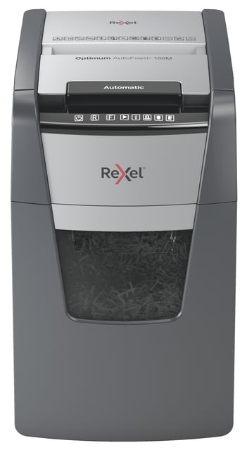 Papiervernietiger Rexel Optimum Auto+ 150M P5 snippers 2x15mm afbeelding