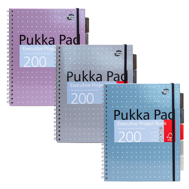 Projectboek Pukka Pad Metallic Executive A4 lijn 5-tabs 4-gaats 200 pagina&apos;s 80gr assorti afbeelding