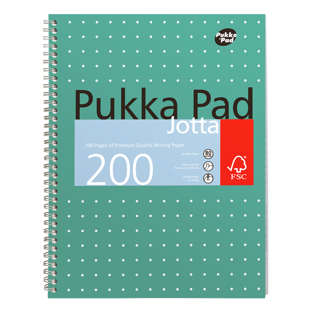 Collegeblok Pukka Pad Jotta A4 lijn 4-gaats 200 pagina&apos;s 80gr groen afbeelding