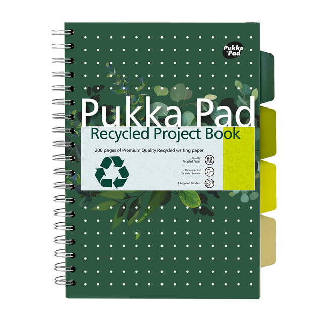 Projectboek Pukka Pad Recycled B5 lijn 4-tabs 200 pagina&apos;s 80gr groen afbeelding