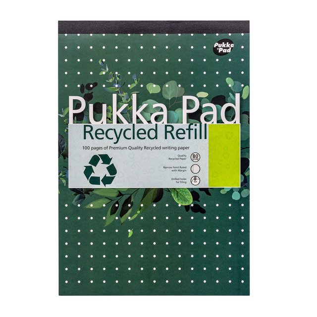 Schrijfblok Pukka Pad Recycled A4 lijn 4-gaats 100 vel 80gr afbeelding