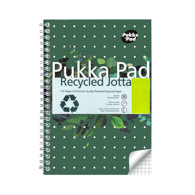Notitieboek Pukka Pad Jotta A5 ruit 5x5mm 110 pagina&apos;s 80gr groen afbeelding