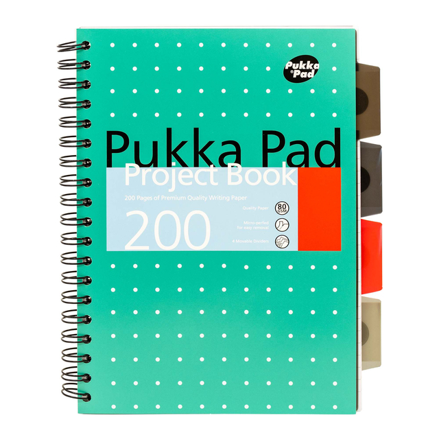 Projectboek Pukka Pad Metallic B5 lijn 4-tabs 200 pagina&apos;s 80gr groen afbeelding