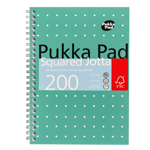 Notitieboek Pukka Pad Jotta A5 ruit 5x5mm 200 pagina&apos;s 80gr groen afbeelding