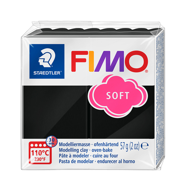Boetseerklei Fimo soft 57 gram zwart afbeelding