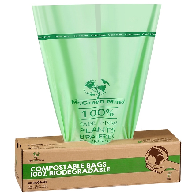 Afvalzak bio Mr.Green Mind 60x80cm 60 liter dispenser 60 stuks afbeelding