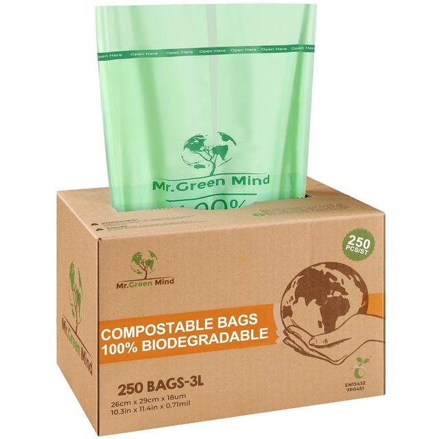 Afvalzak bio Mr.Green Mind 26x29cm 2-3 liter dispenser 250 stuks afbeelding