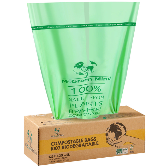 Afvalzak bio Mr.Green Mind 45x50cm 20 liter dispenser 125 stuks afbeelding