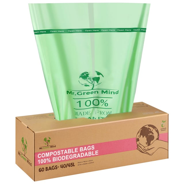 Afvalzak bio Mr.Green Mind 55x76cm 40-45 liter dispenser 60 stuks afbeelding