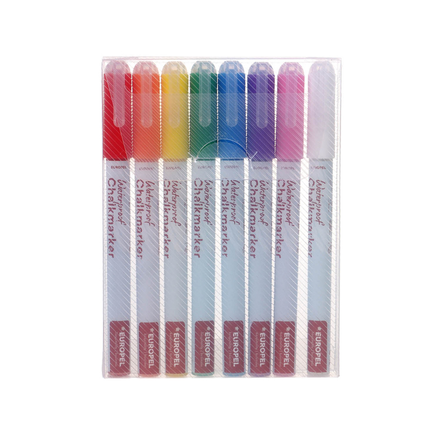 Krijtstift Europel watervast 1-3mm assorti etui 8 stuks afbeelding