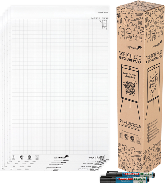Flipoverpapier Legamaster SKETCH ECO raster 5x 20 vellen afbeelding