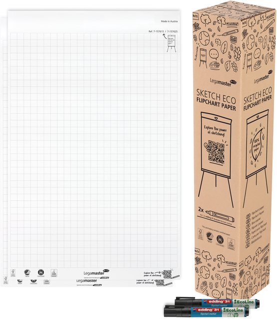 Flipoverpapier Legamaster SKETCH ECO raster 2x 50 vellen afbeelding