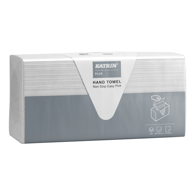 Handdoek Katrin Plus easy pick z-vouw 3-laags 203x255mm 21x120vel wit 87211 afbeelding