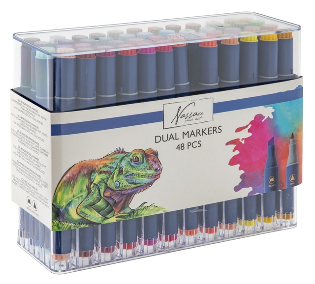 Alcoholmarkers Nassau Arts duopunt set à 48 kleuren afbeelding