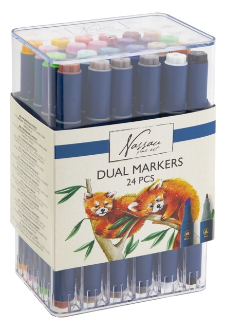 Alcoholmarkers Nassau Arts duopunt set à 24 kleuren afbeelding