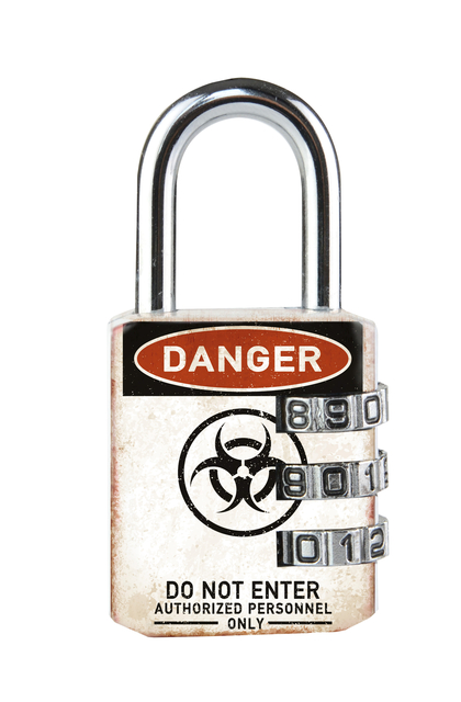 Hangslot Masterlock 3-cijfer combinatie 30mm danger motief afbeelding