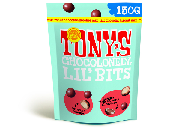 Chocolade Tony&apos;s Chocolonely Lil&apos; Bits melk koekje mix 150 gram afbeelding