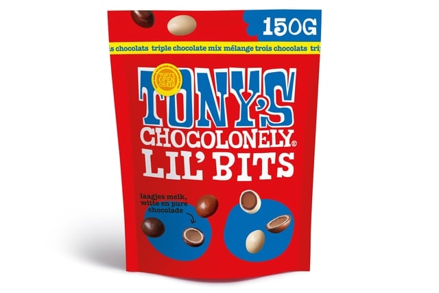 Chocolade Tony&apos;s Chocolonely Lil&apos; Bits triple chocolate 150 gram afbeelding