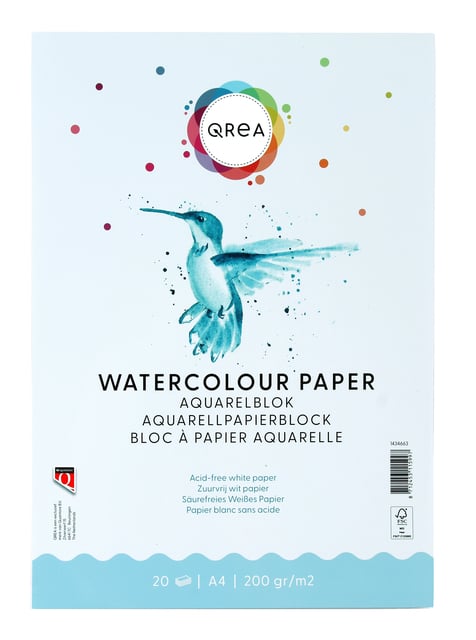 Aquarelblok Qrea A4 20vel 200gr gelijmd afbeelding