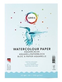 Aquarelblok Qrea A5 20vel 200gr gelijmd