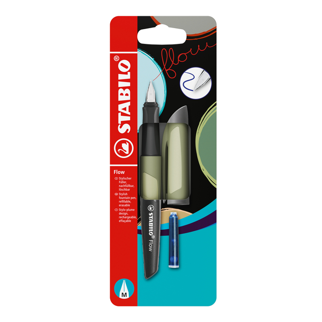 Vulpen STABILO Flow medium khaki blister à 1 stuk afbeelding
