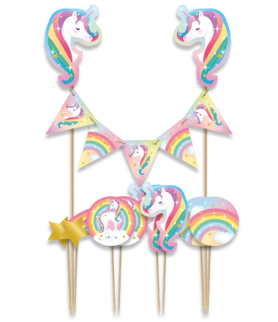 Cake decoratie Unicorn 9 stuks afbeelding