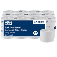 Toiletpapier Tork T7 Universal OptiServe Coreless 1-laags 144m wit 472620