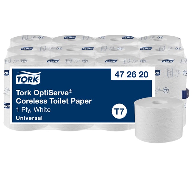Toiletpapier Tork T7 Universal OptiServe Coreless 1-laags 144m wit 472620 afbeelding