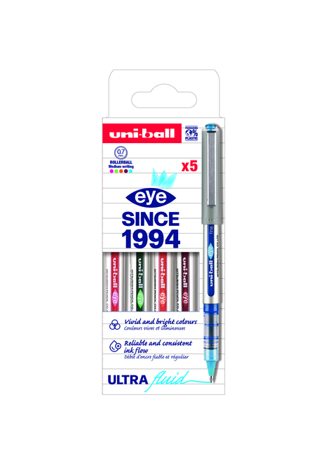 Rollerpen Uni-ball Eye UB157 medium assorti 5 stuks afbeelding